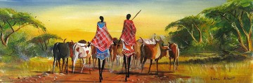Pastoreando en el camino desde África Pinturas al óleo